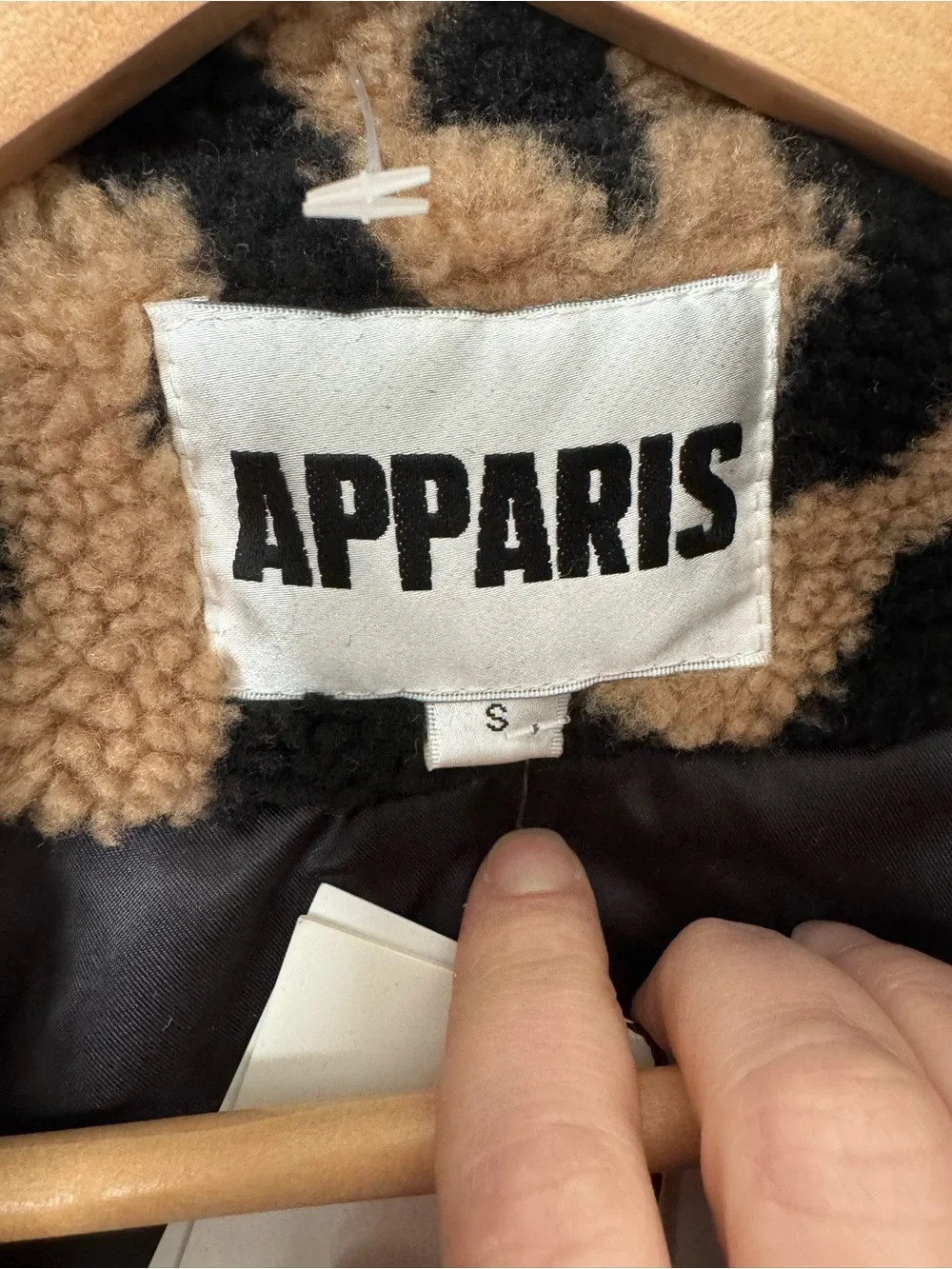 Apparis Leopard Print Teddy Faux Shearling Coat - Tan & Black - Picture 3 of 8